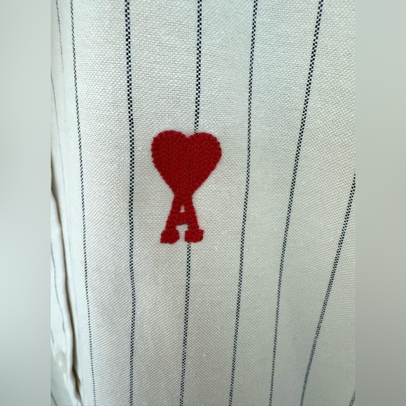 NWT AMI PARIS Striped Cotton Oxford Shirt - Picture 6 of 11